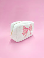 Load image into Gallery viewer, Pink Bow Teddy Cosmetic Zipper Bag - Large
