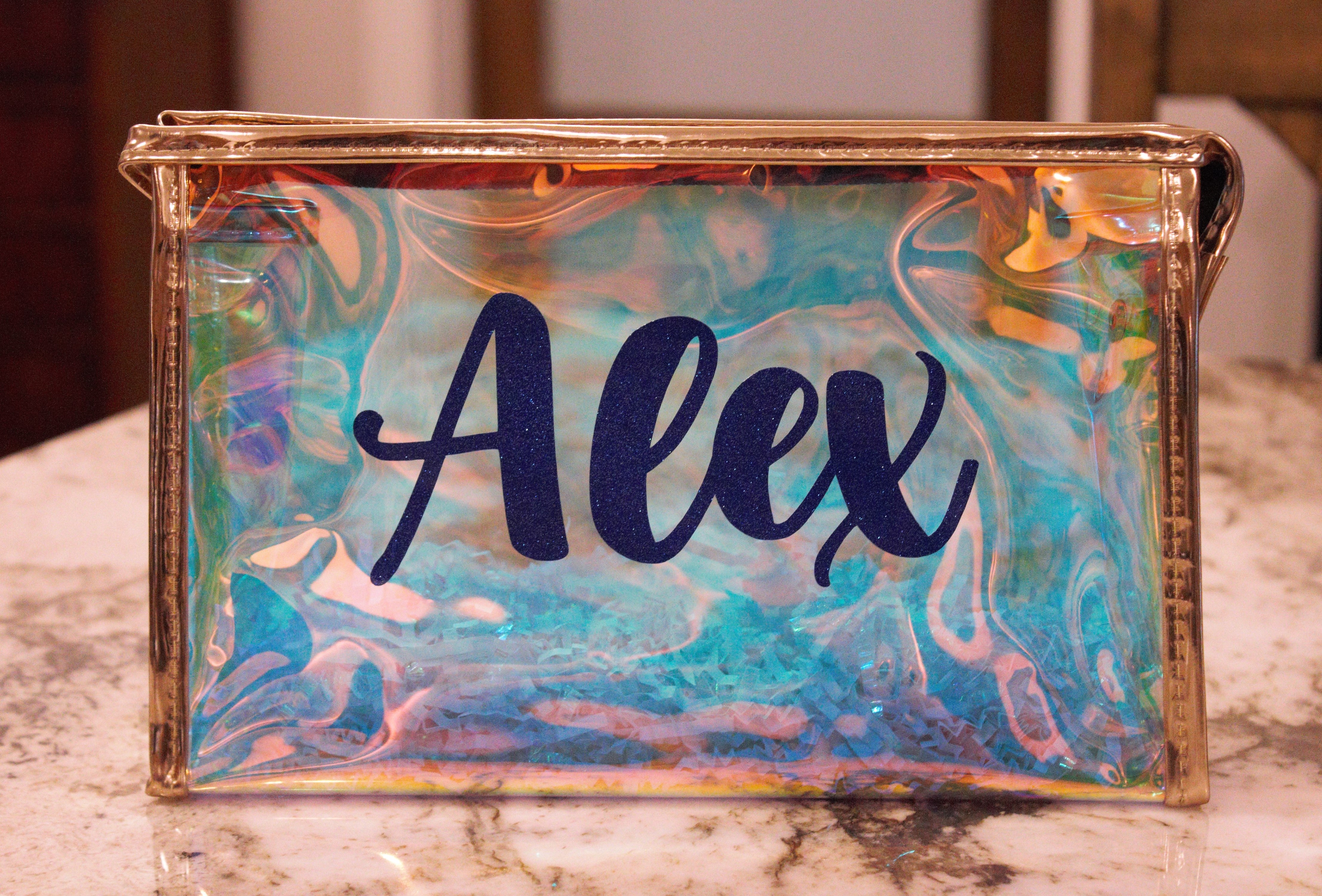 Personalized Iridescent Cosmetic Bag